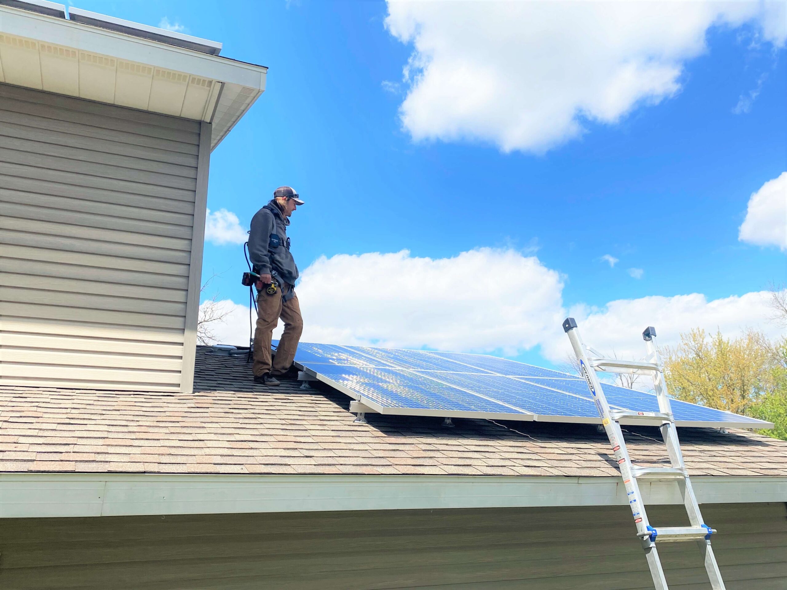 inspecting solar panels